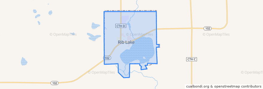 Mapa de ubicacion de Rib Lake.