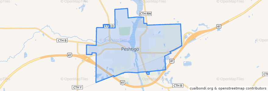 Mapa de ubicacion de Peshtigo.