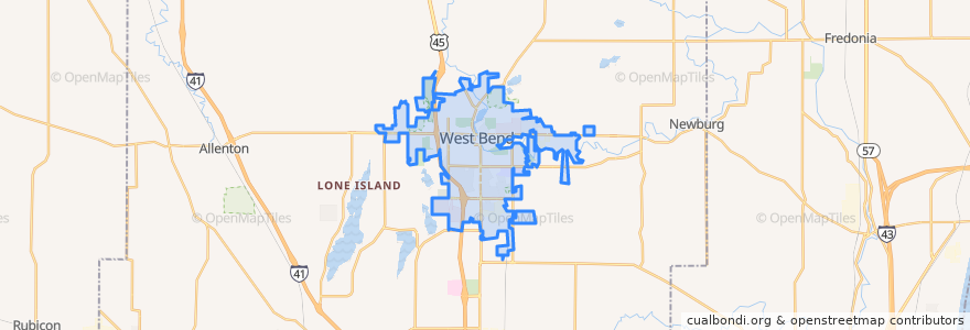 Mapa de ubicacion de West Bend.