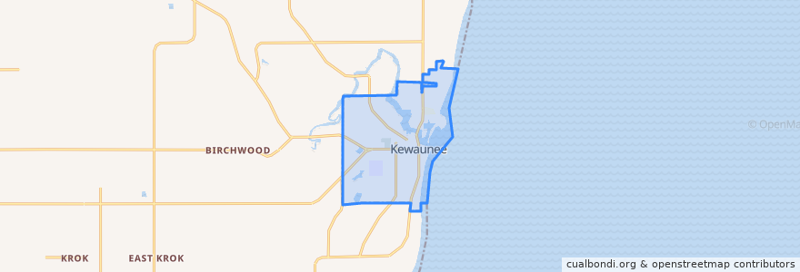 Mapa de ubicacion de Kewaunee.