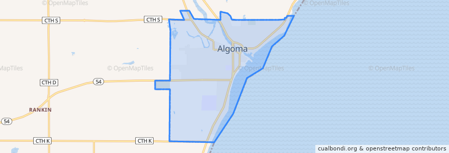 Mapa de ubicacion de Algoma.