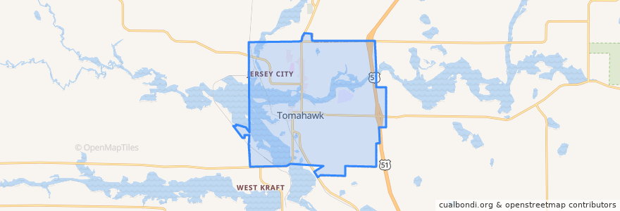 Mapa de ubicacion de Tomahawk.