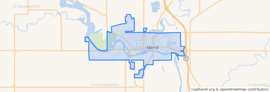 Mapa de ubicacion de Merrill.