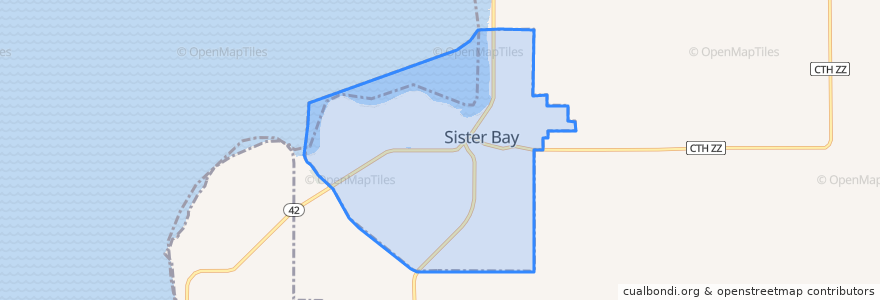 Mapa de ubicacion de Sister Bay.