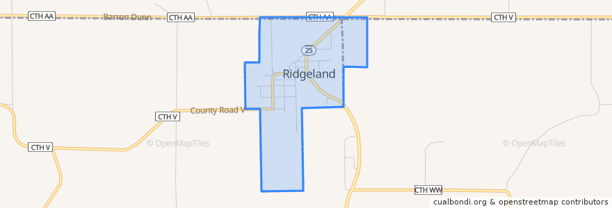 Mapa de ubicacion de Ridgeland.