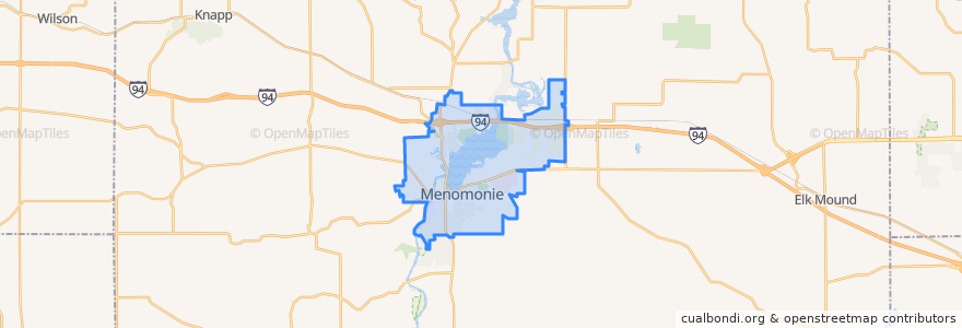 Mapa de ubicacion de Menomonie.