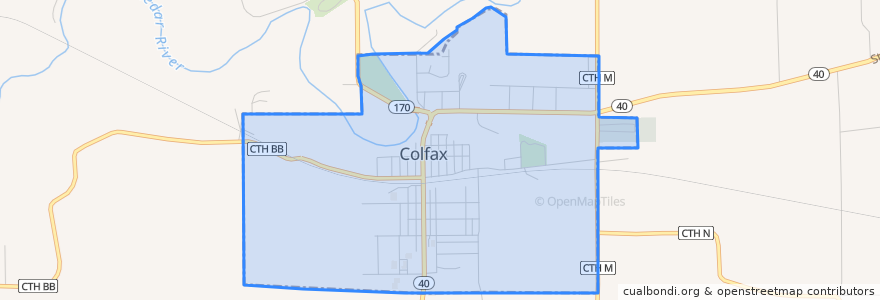 Mapa de ubicacion de Colfax.