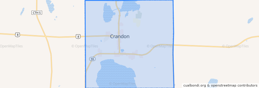 Mapa de ubicacion de Crandon.