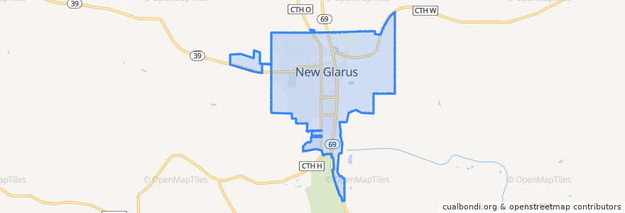 Mapa de ubicacion de New Glarus.