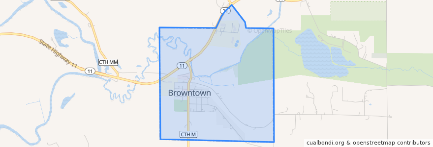 Mapa de ubicacion de Browntown.