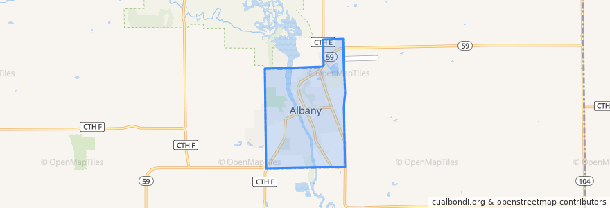 Mapa de ubicacion de Albany.