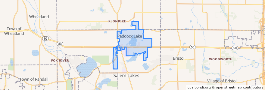 Mapa de ubicacion de Paddock Lake.