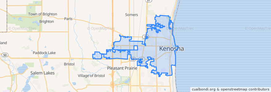 Mapa de ubicacion de Kenosha.