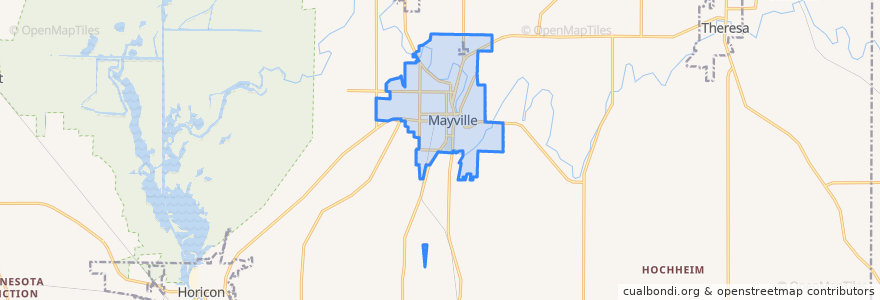 Mapa de ubicacion de Mayville.