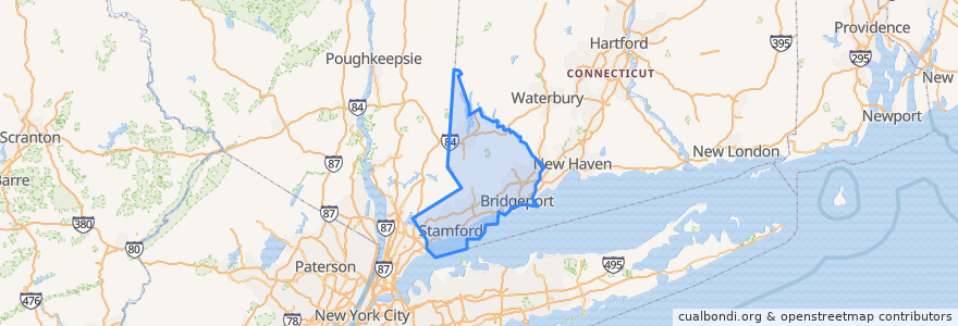 Mapa de ubicacion de Fairfield County.