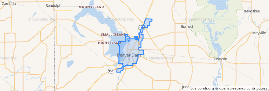 Mapa de ubicacion de Beaver Dam.