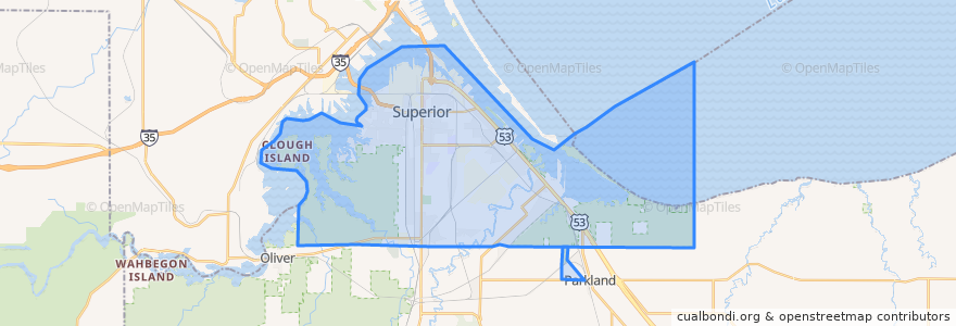 Mapa de ubicacion de City of Superior.