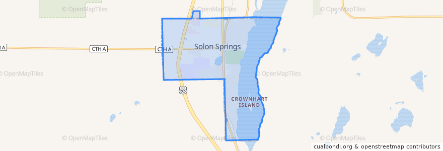 Mapa de ubicacion de Solon Springs.