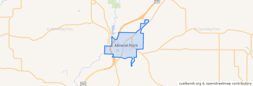 Mapa de ubicacion de Mineral Point.