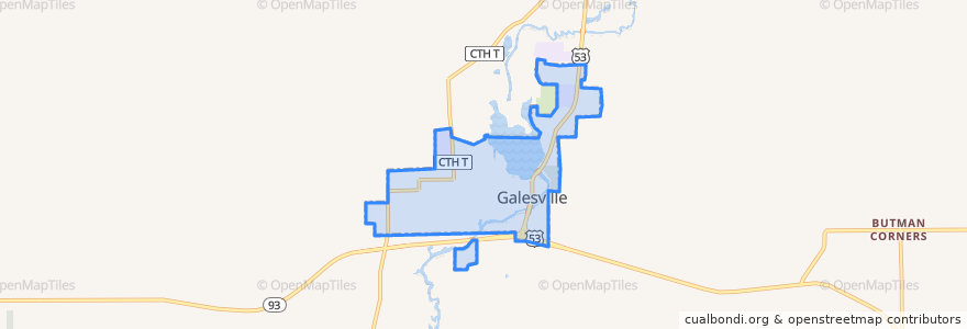 Mapa de ubicacion de Galesville.