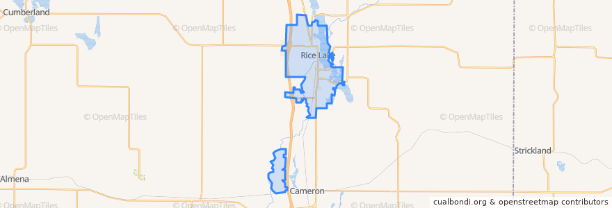 Mapa de ubicacion de Rice Lake.