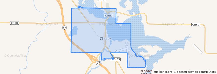 Mapa de ubicacion de Chetek.