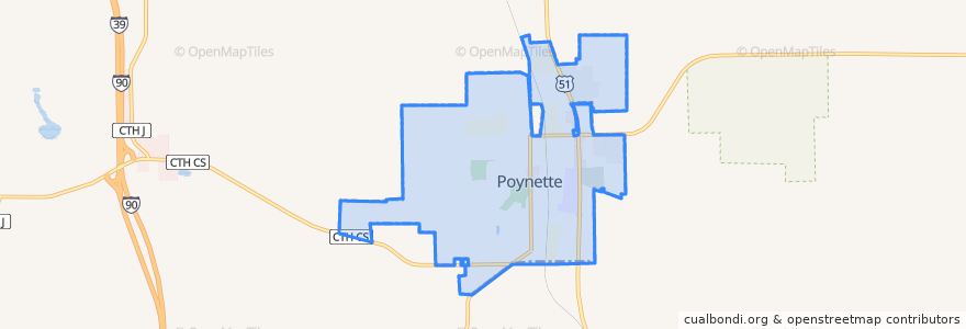 Mapa de ubicacion de Poynette.