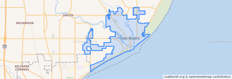 Mapa de ubicacion de Two Rivers.