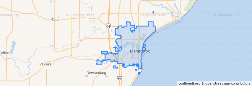 Mapa de ubicacion de Manitowoc.
