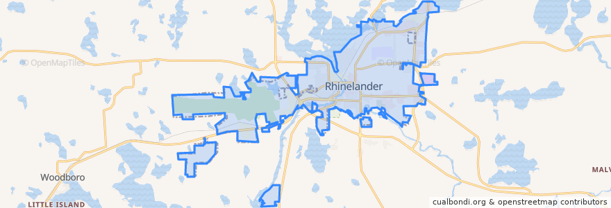 Mapa de ubicacion de Rhinelander.