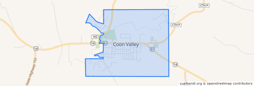 Mapa de ubicacion de Coon Valley.