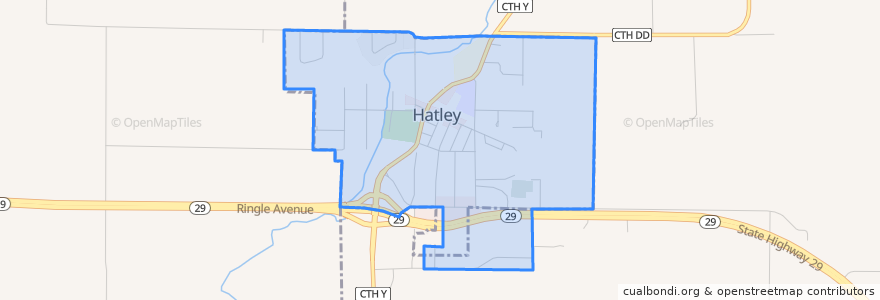 Mapa de ubicacion de Hatley.