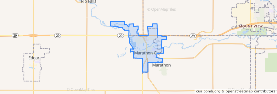 Mapa de ubicacion de Marathon City.