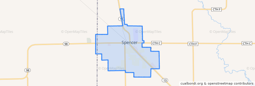 Mapa de ubicacion de Spencer.