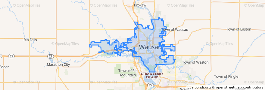 Mapa de ubicacion de Wausau.