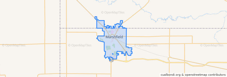 Mapa de ubicacion de Marshfield.