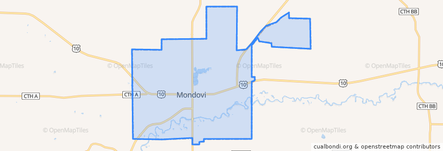 Mapa de ubicacion de Mondovi.