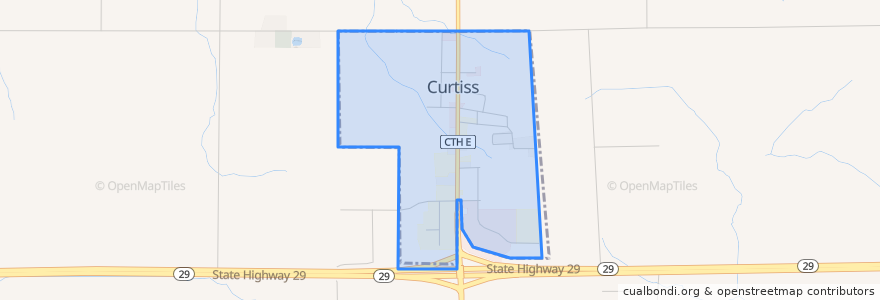 Mapa de ubicacion de Curtiss.