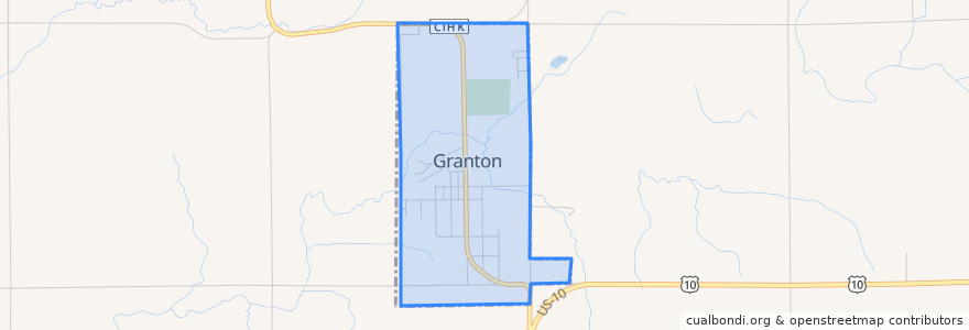 Mapa de ubicacion de Granton.