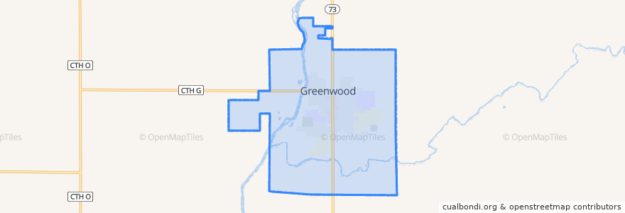 Mapa de ubicacion de Greenwood.