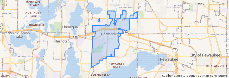 Mapa de ubicacion de Hartland.