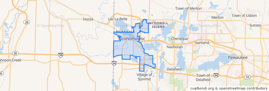 Mapa de ubicacion de Oconomowoc.