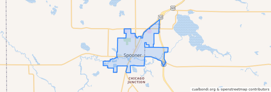 Mapa de ubicacion de Spooner.