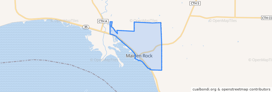 Mapa de ubicacion de Maiden Rock.