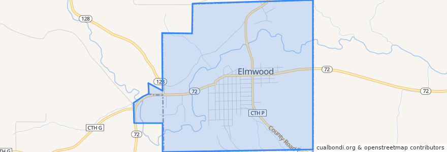 Mapa de ubicacion de Elmwood.