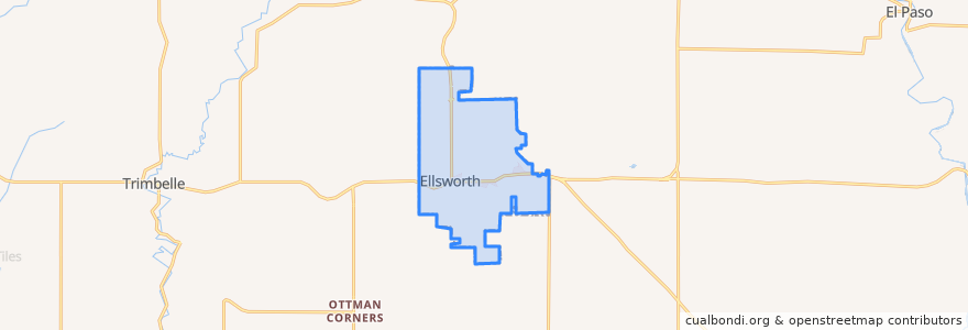 Mapa de ubicacion de Ellsworth.