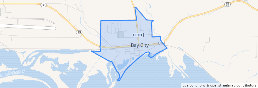Mapa de ubicacion de Bay City.