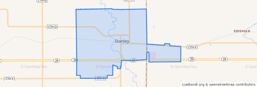 Mapa de ubicacion de Stanley.