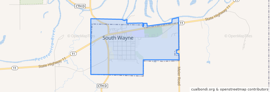 Mapa de ubicacion de South Wayne.