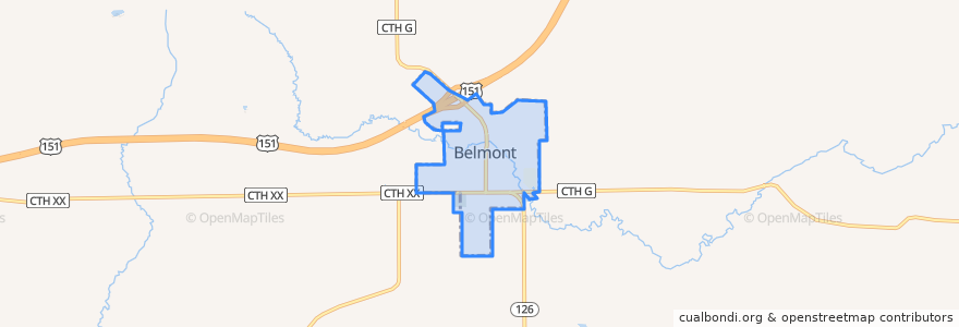 Mapa de ubicacion de Belmont.